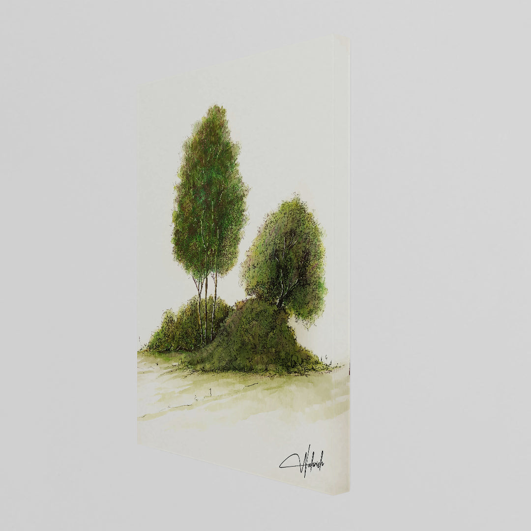 Whispers of the Grove – Tranquil Tree Cluster Botanical Wall Art